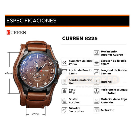 Reloj curren 8225 cuero hombre