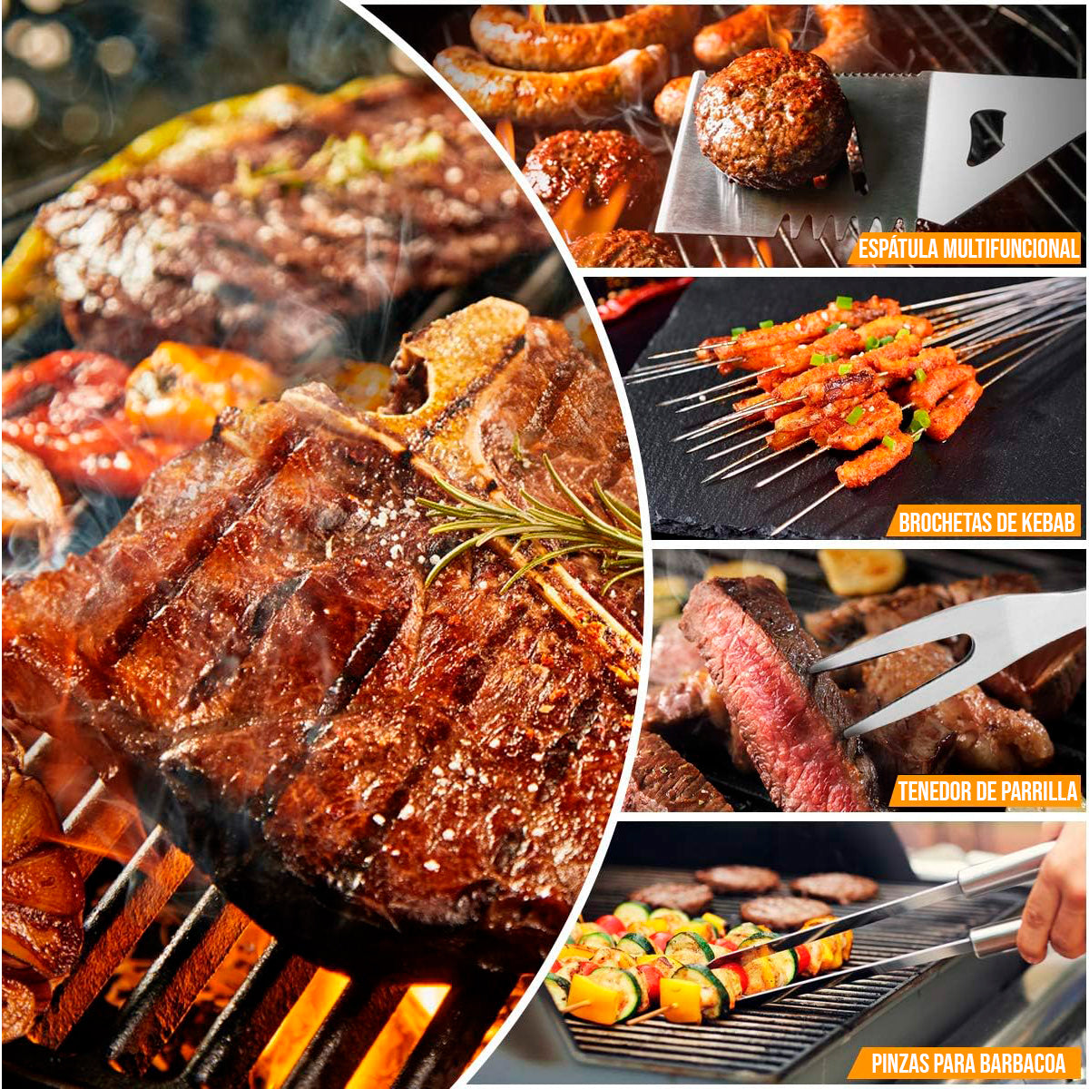 Kit Asado BBQ 20 Piezas Utensilios
