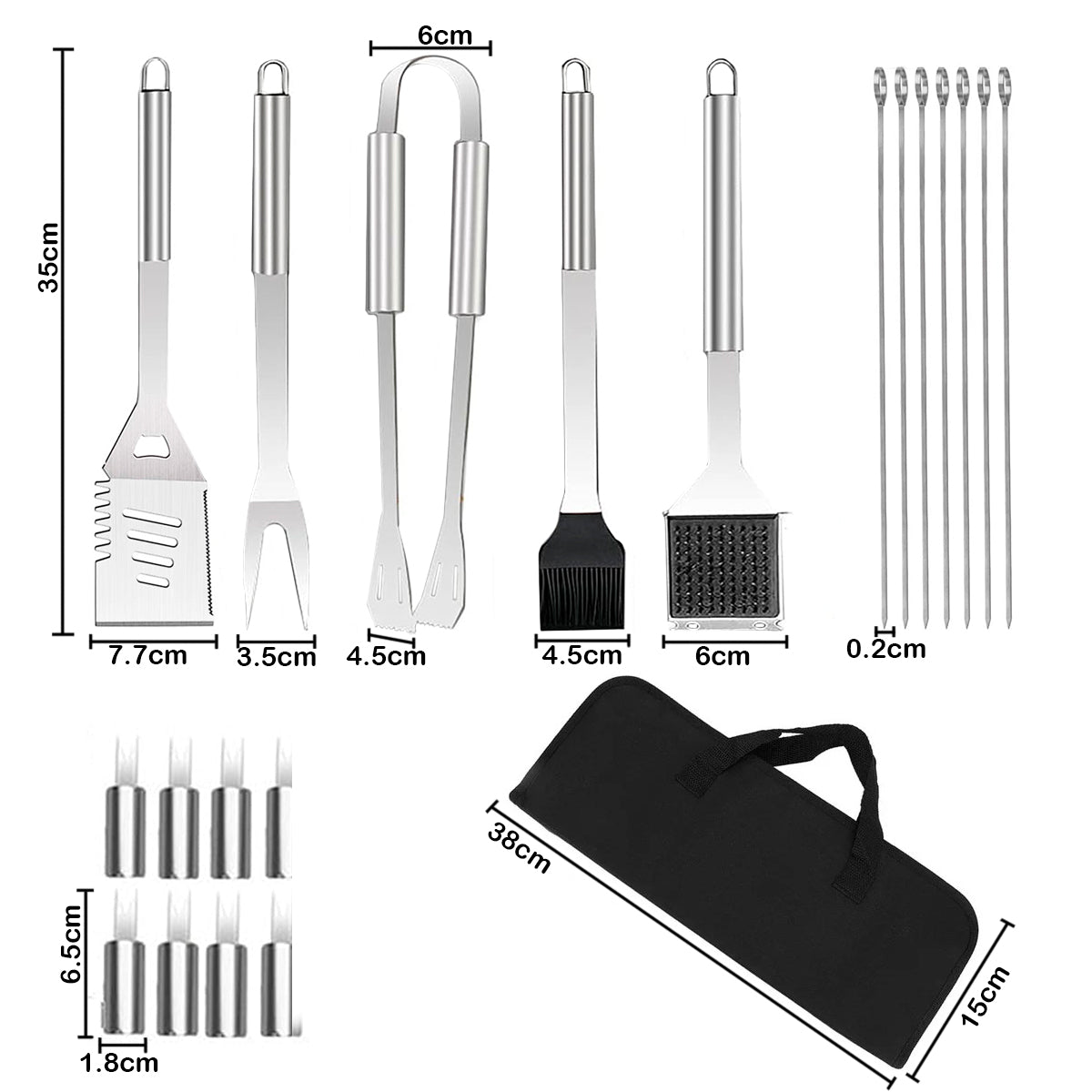 Kit Asado BBQ 20 Piezas Utensilios