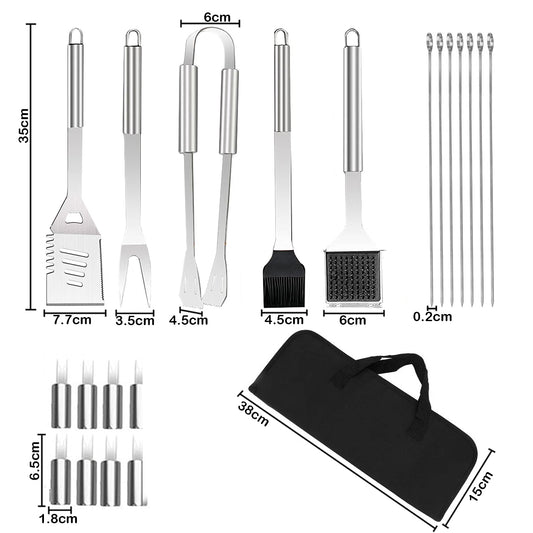 Kit Asado BBQ 20 Piezas Utensilios