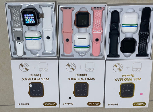 Combo SmartWatch W26 +2 Pulzos + Audífonos